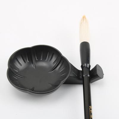2Pcs Writing Brush Pen Holder Ink Stone Dish Flowers Shape Plastic Ink Plate Chinese Calligraphy Practice Art Painting Supplies
