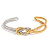Unique Knot Design Stainless Steel Adjustable Opening Bracelet For Women Men Lightweight Jewelry Accessory