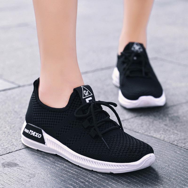 Shoes women's spring new ins shoes flat-soled lightweight sports shoes women's fly-woven running shoes