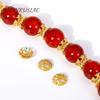 8MM 18K Gold Plated Brass With Zircon Snowflake Beads Caps Flower Bead End Caps For DIY Beading Jewelry Making Supplies