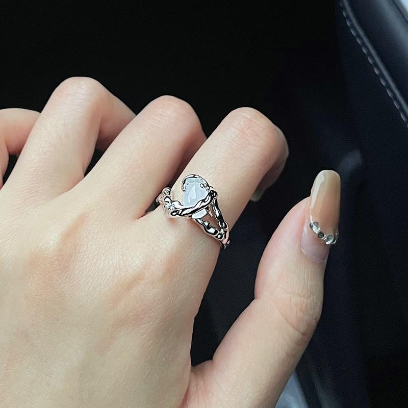 

Кільце жіноче з опалом, нерегулярне, світла розкіш, місячний камінь, преміум, французьке кільце, нішевий дизайн для холодної погоди Adjustable opening