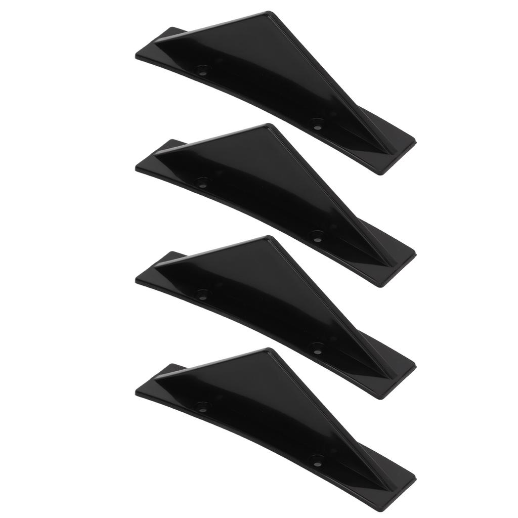 4pcs Rear Bumper Diffuser ABS Curved Glossy Black Spoiler Shark Fin Universal for Car