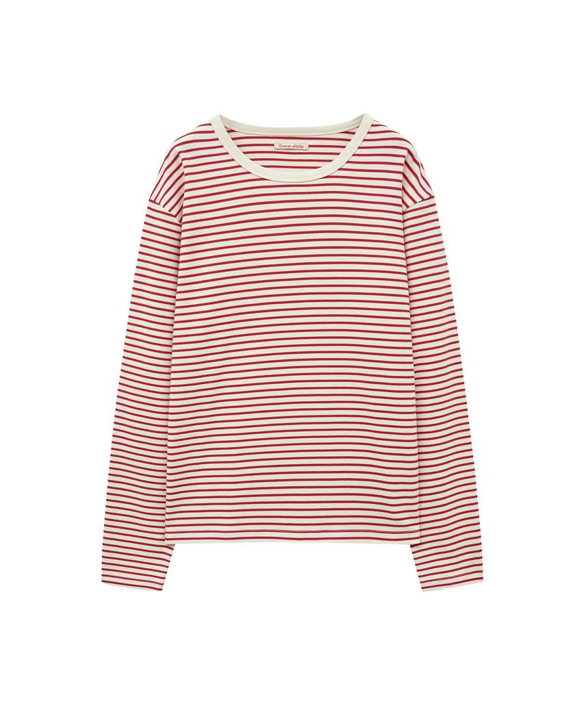 Banwonateullie A3546 Striped Round T-Shirt_Red