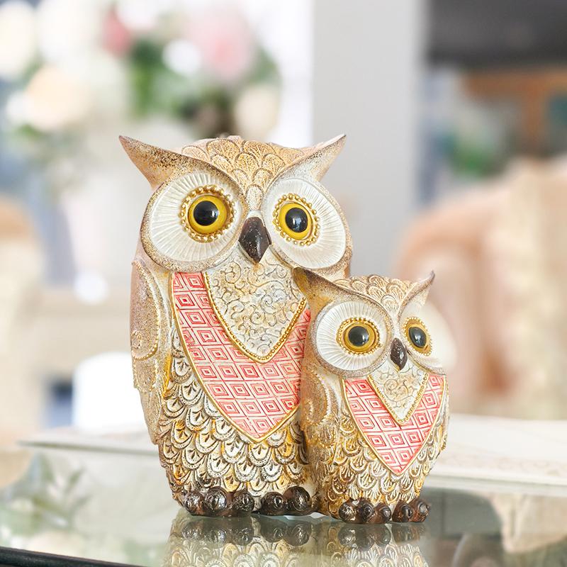 Owl Family Statue Luxury Resin Animal Sculpture for Home Decor, Suitable for Bedroom, Living Room, Study, or Desk