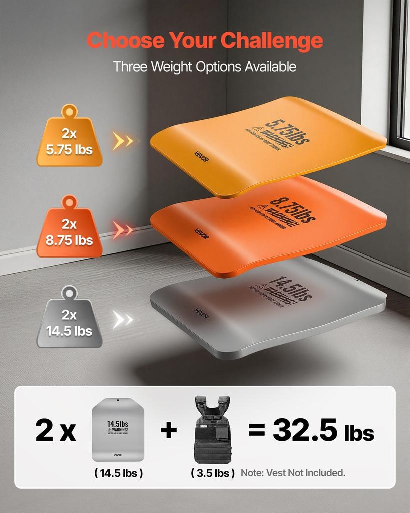 Curved Weight Vest Plates, 6.6 Kg Pairs, Premium Steel Tactical Weighted Plates for Vest, Ergonomic Design, for Strength Endurance Training, Running,