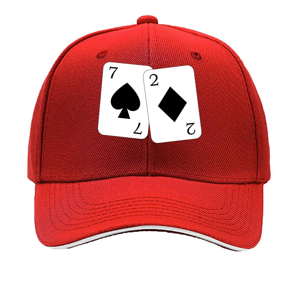 Classic Spade 7  Diamond 2 Card pattern Sandwich Baseball Cap For WoUnisexs Unisex FeUnisex Beach Dad Hat