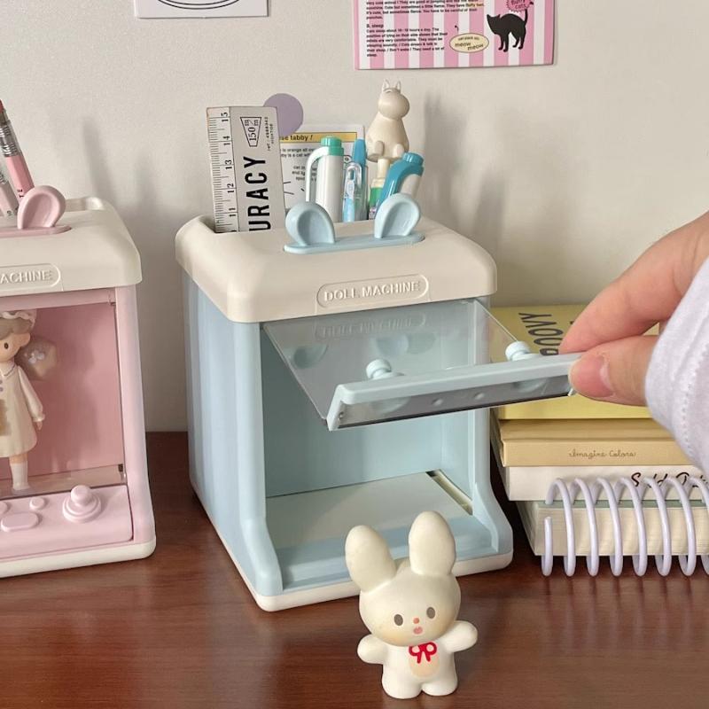 Cute Girly Claw Machine Pen Holder Creative Student Desktop Stationery Storage Box Multi-function Plush Doll Storage Box New