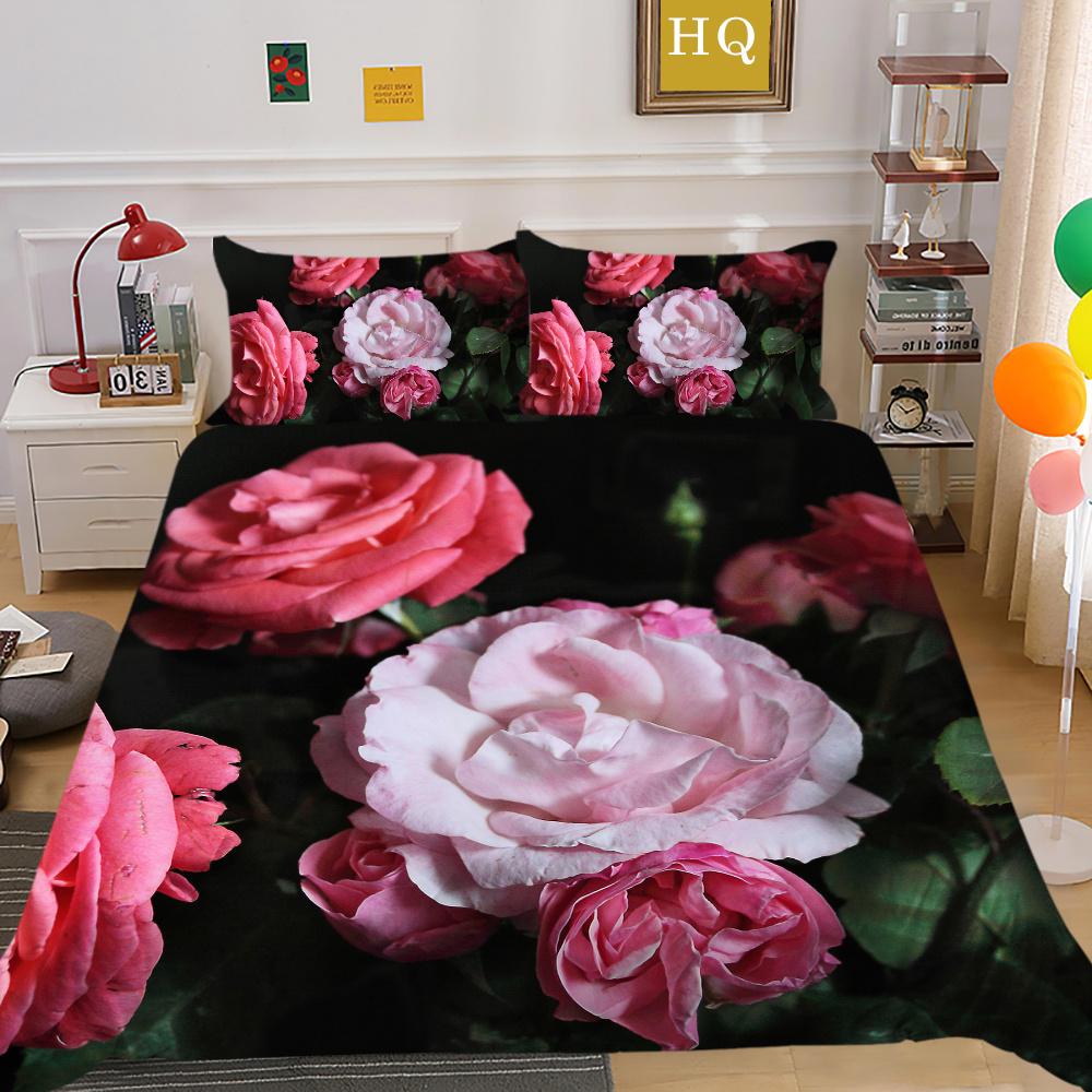3D Flowers Printing Bed Set Twin Size Microfiber Home Bedding Set Fashion Highend Comforter Cover Set
