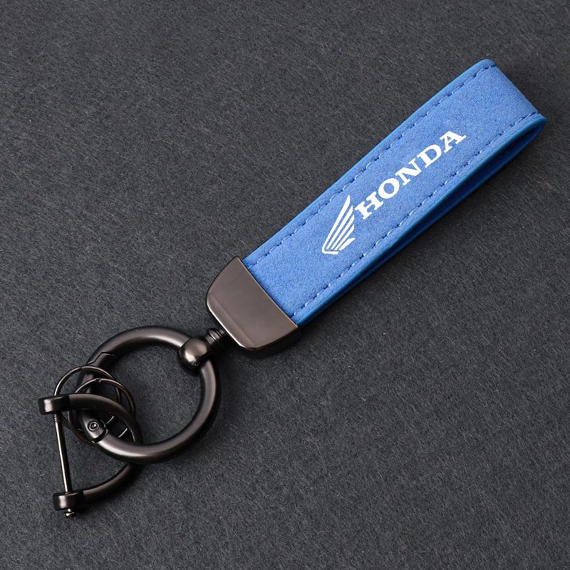 Suede Leather Car Keychain Key Decoration Ring Anti-Loss Pendant Accessories For Honda CB400 CB650F CBF CBR250RR CRF SH300 NC750 EB1