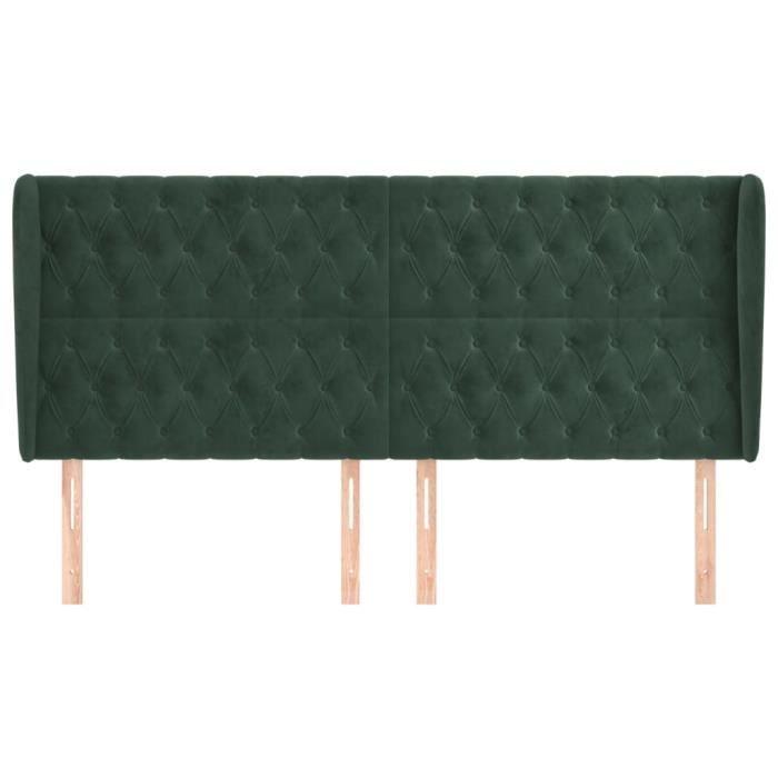 VidaXL Tête de lit avec oreilles Vert foncé 203x23x118-128 cm Velours3118361