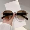Personalized modern polygonal metal fashion sunglasses casual versatile travel street photo sunscreen sunglasses