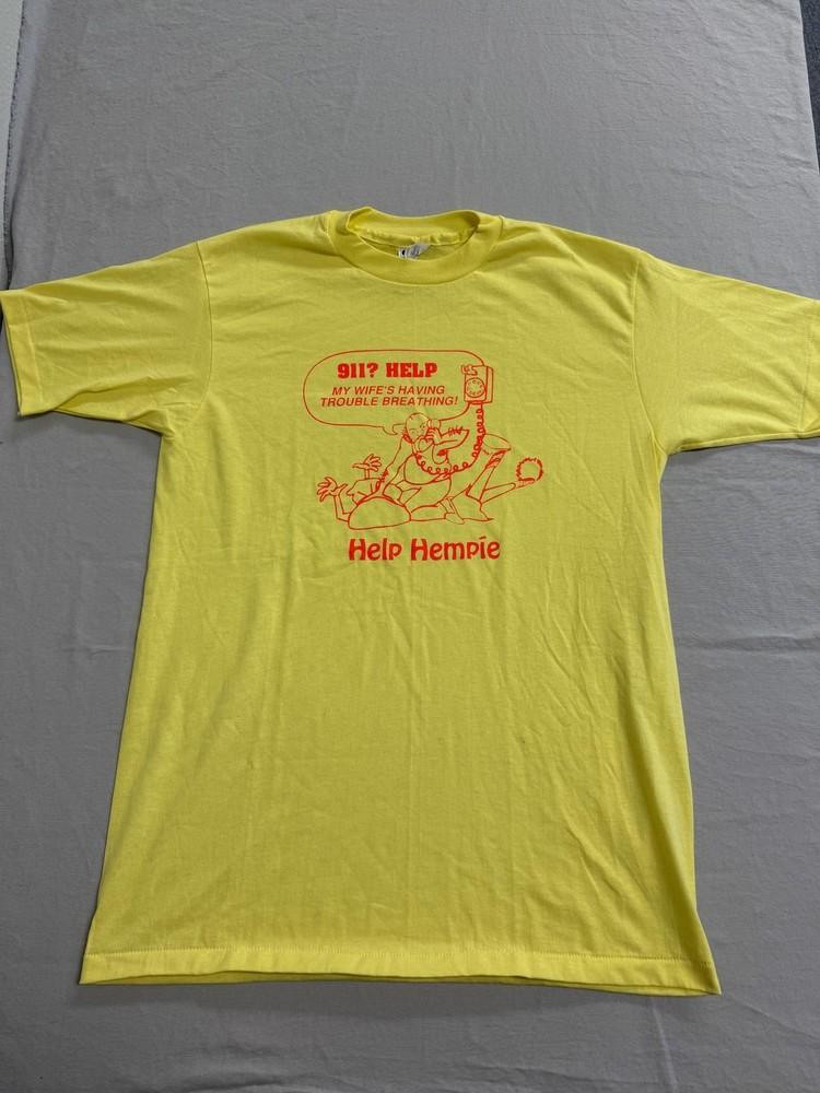 VTG Help Hempie 90s T-shirt 911 Help Wife Tee - L Unisex T-Shirt S