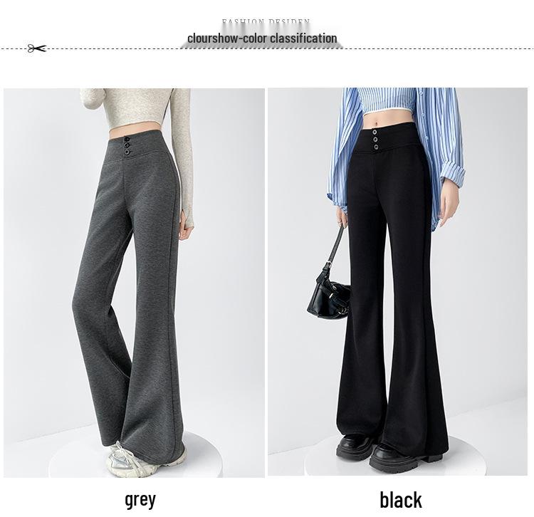 Spring Women's High-Waisted Micro-Flare Cotton Pants - Slimming, Floor-Length Bell Bottoms