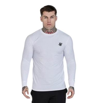 SikSilk Mens Embroidered Logo Fitted Long-Sleeved T-Shirt