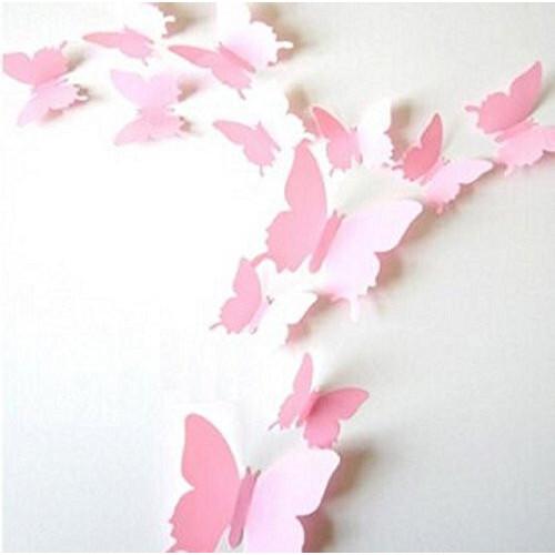 RSINC Light Pink 3D Butterflies Wall Sticker 1 Combo of 12 Piece (13 Cm X 15 Cm) B076X4SM1G
