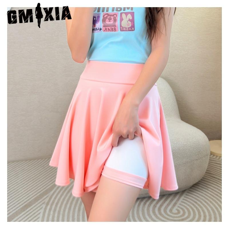 GMXIA 16 Kolorów Damska Moda Casual Jednolity Kolor Nadruk Letnia Wiosenna Spódnica