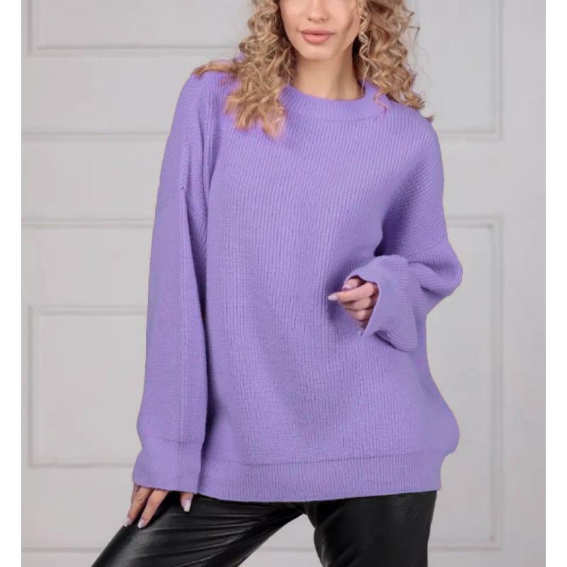 

Autumn and winter new style wear pullover sweater women lazy style temperament loose super soft knitted top women XL фиолетовый