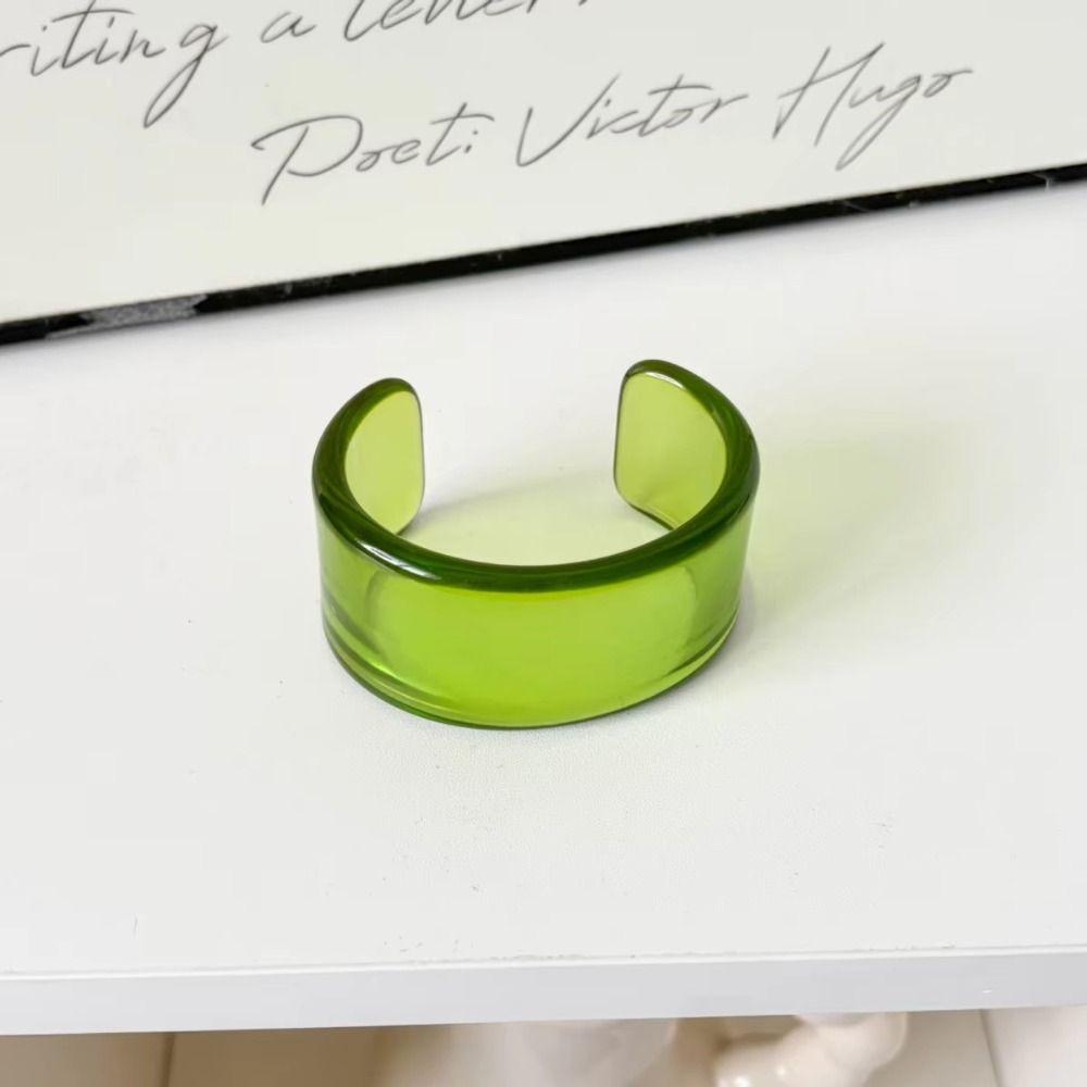 Simple Color Half Cuff Bracelet Transparent Open Mouth Bangle Popular Elegant Wristband for Girls