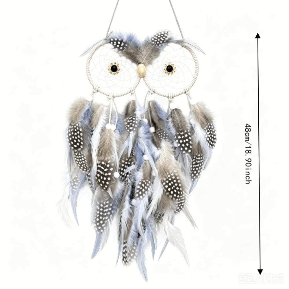 18.8in Owl Dreamcatcher Owl Handmade Dreamcatcher Owl Feather Decor Bedroom Wall Decor