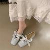 Fashion SUOJIALUN 2025 Spring New Brand Women Flat Shoes Fashion Round Toe Lace Up Ladies Elegant Ballerina Shoes Flat Ballet Shoes