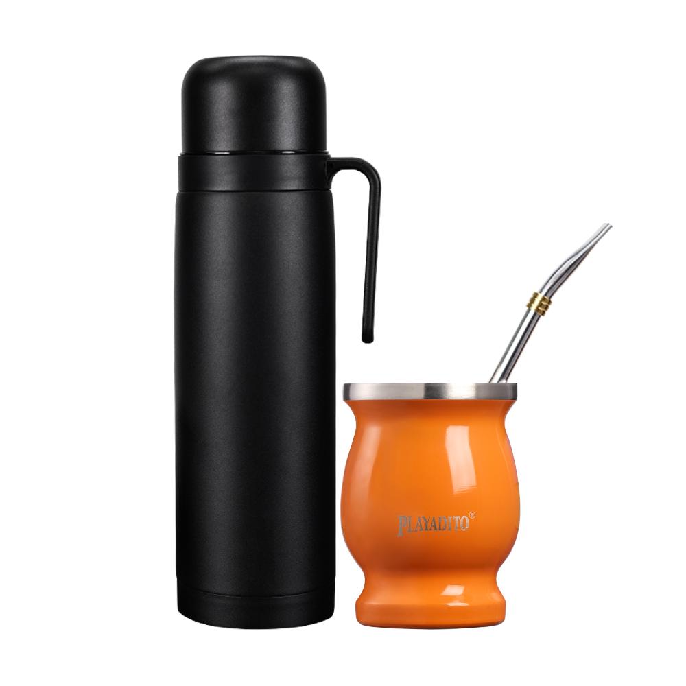 

Набір чашок Yerba Mate, Гарбуз Mate з нержавіючої сталі з пляшкою з вакуумною ізоляцією, Bombilla (Соломка) 1000ML