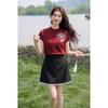 Mokana Women's National Style Stand Collar Short Sleeve T-Shirt