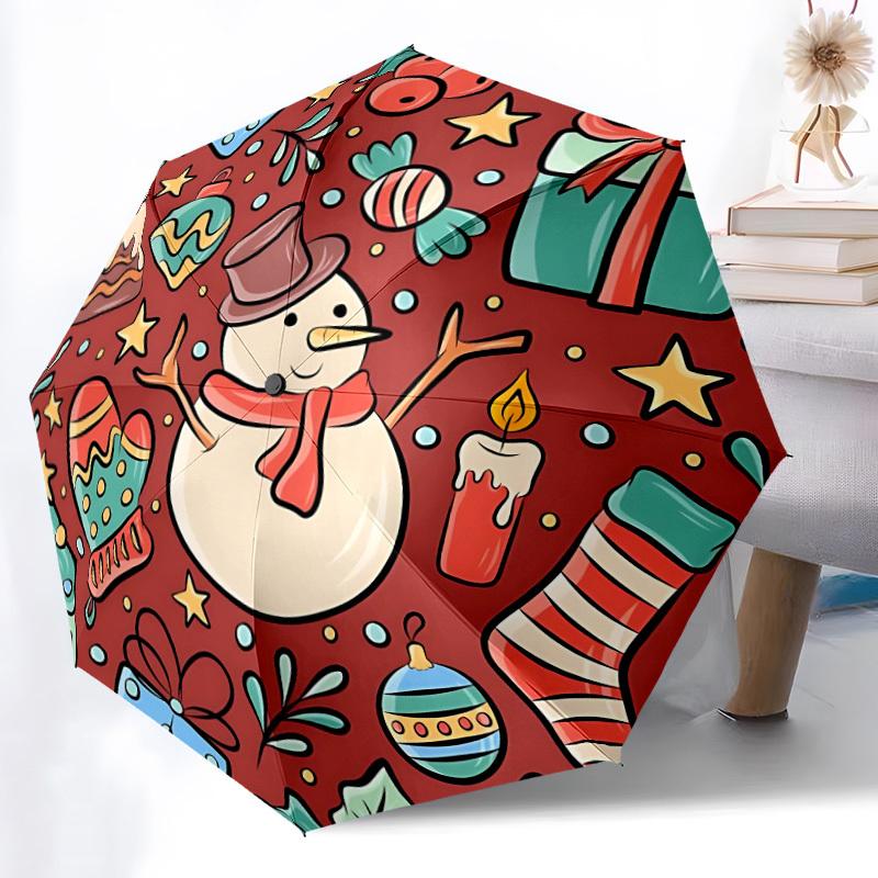 1pc Christmas Winter Wonderland Automatic Open/Close Umbrella, Compact Travel Umbrella, 8-Rib Sturdy Frame - Ideal Gift for Friends yy251118054