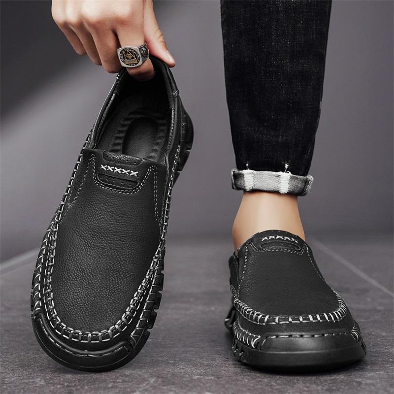 Fashion Fashion Mens Loafer Soft Shoes Split Leather Slip-On Classic Sneakers Male Casual Brand Spring Flat Design Loafers Driving Shoes