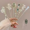 6pc/set Elegant Chinese Hair Clips Tassels Traditional Hair Sticks Women's Retro Metal Flowers Jade Decorations Hair Accessories