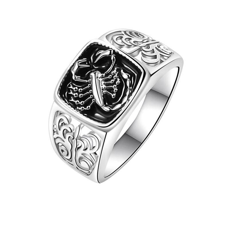 Creative Scorpio Relief Men Ring 925 Silver Poison Scorpion Design Anniversary Band Jewelry Gift For Him