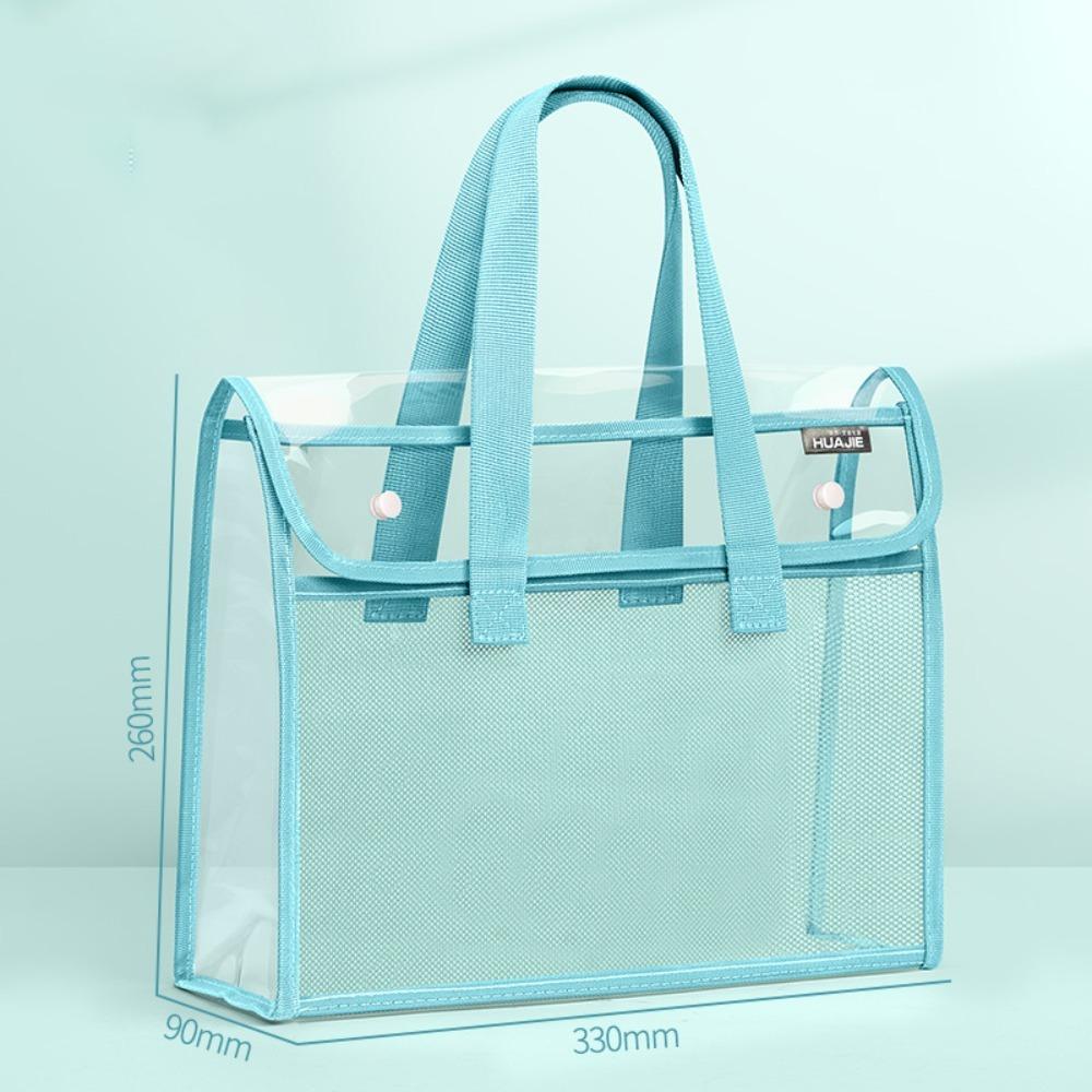 PVC Transparent File Bag Multifunctional Transparent Document Bag Thickened Large Capacity Test Handbag School Office Supplies