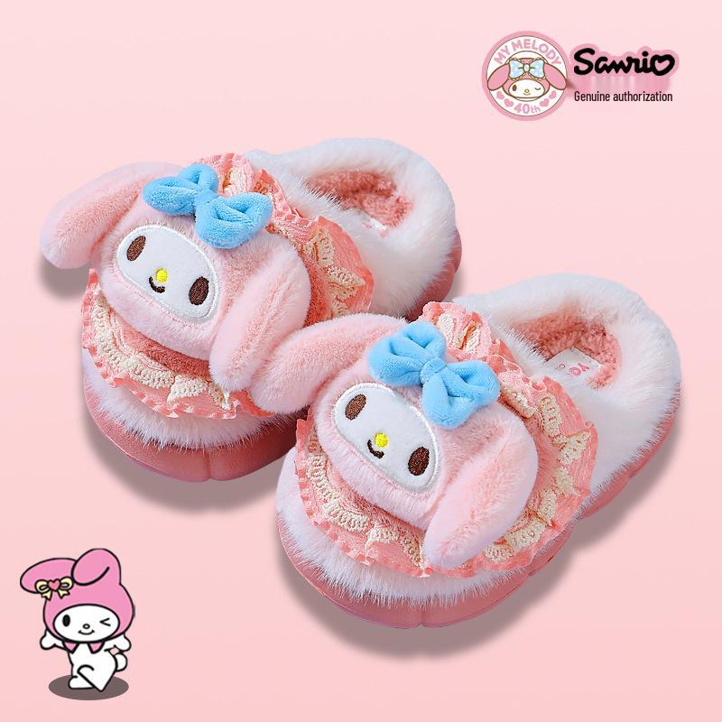Sanrio Kuromi Girls' Winter Plush Slippers – Cute, Warm Cotton Indoor Footwear