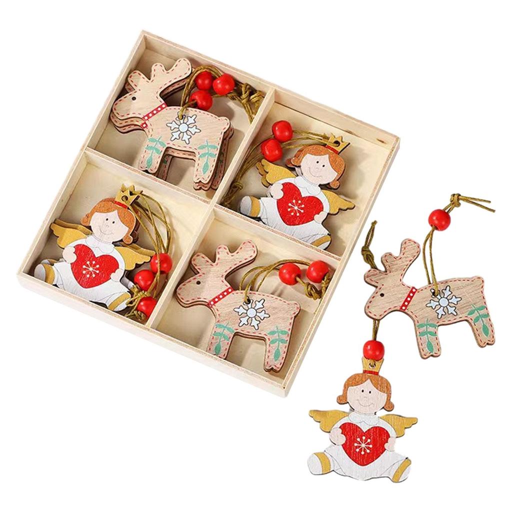 12x Christmas Tree Pendants Christmas Tree Hanging Decorations Home Decor Tags Wood Slices for Home Wedding Indoor Fireplace