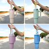 Handmade Macrame Daisy Drink Carrier with Adjustable Hand Strap Coffee Cup Sleeve Reusable Caddy for Boba Tumbler