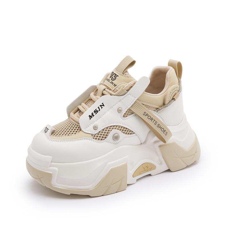 Thick-soled dad shoes women's 2025 summer new breathable mesh small inner height increase versatile lace-up casual women's shoes