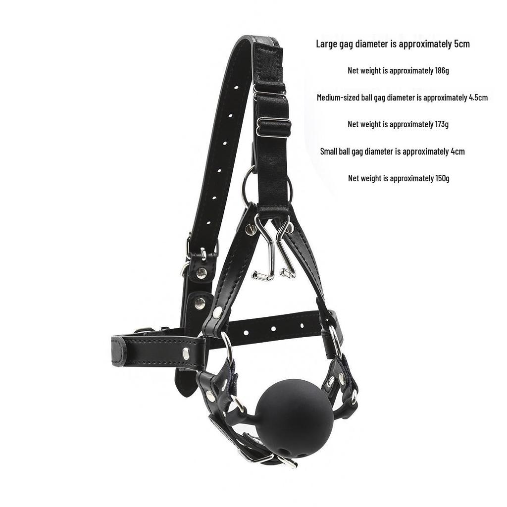 Silicone Three-Hole Ball Gag with Nose Hook Harness