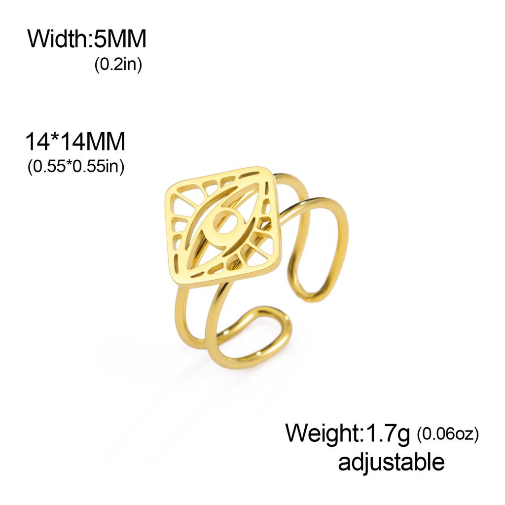 Lucky Evil Eye Open Ring Stainless Steel Gold Adjustable Finger Rings Women Turkish Jewelry Birthday Gift