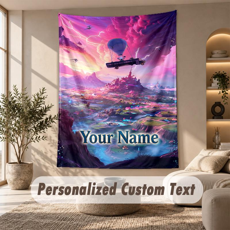 Fortnite Tapestry, Personalized Custom Text, Wall Hanging Tapestry For Living Room Home Wall Decor