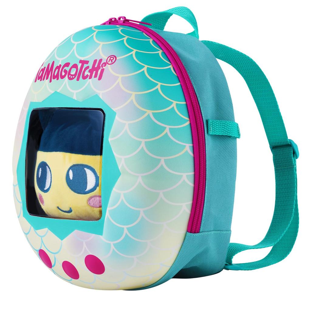 Bandai Tamagotchi Kurutto Sukusuku Plush Toy with Outing Backpack Set, Mametchi