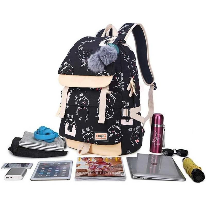 Asge Women's Fashion School Bag Kawaii Printing Backpack Girls Casual Waterproof Backpack School Teenager Daypack