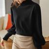 Mode Neuer Herbst Winter Langarm Strick Damen Pullover Halber Stehkragen Schwarz Strickpullover Damen Oberteile JJ43