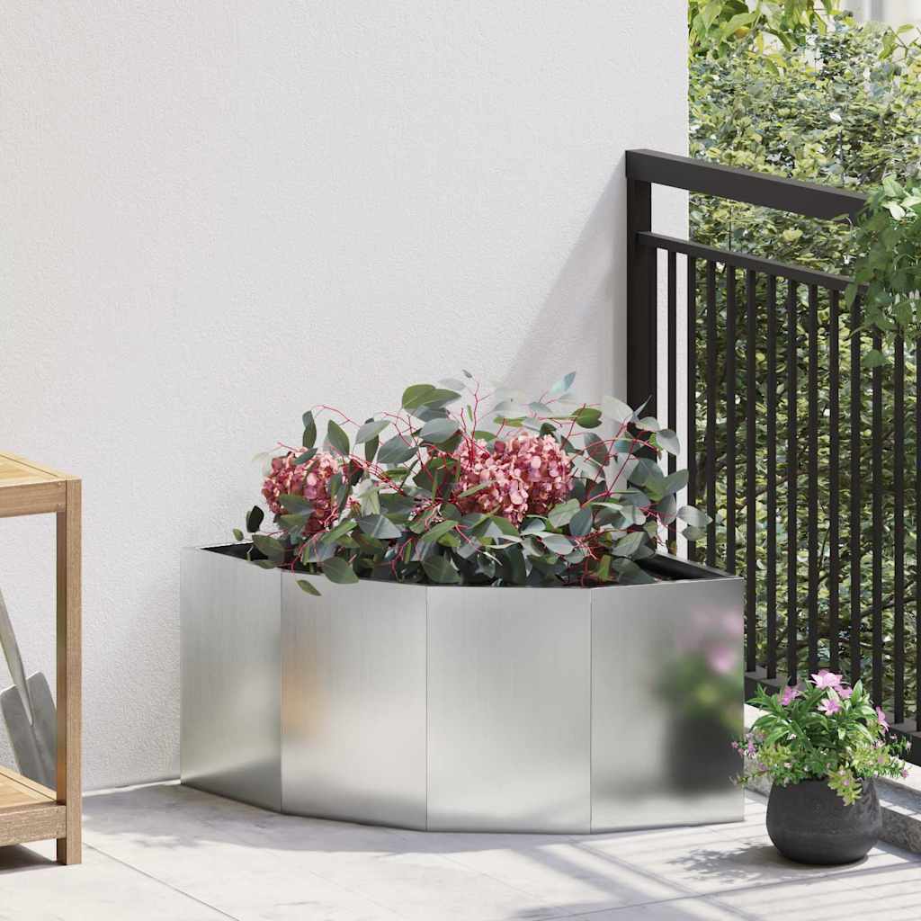 Corner Planter Silver 60 x 60 x 35 cm Galvanized Steel