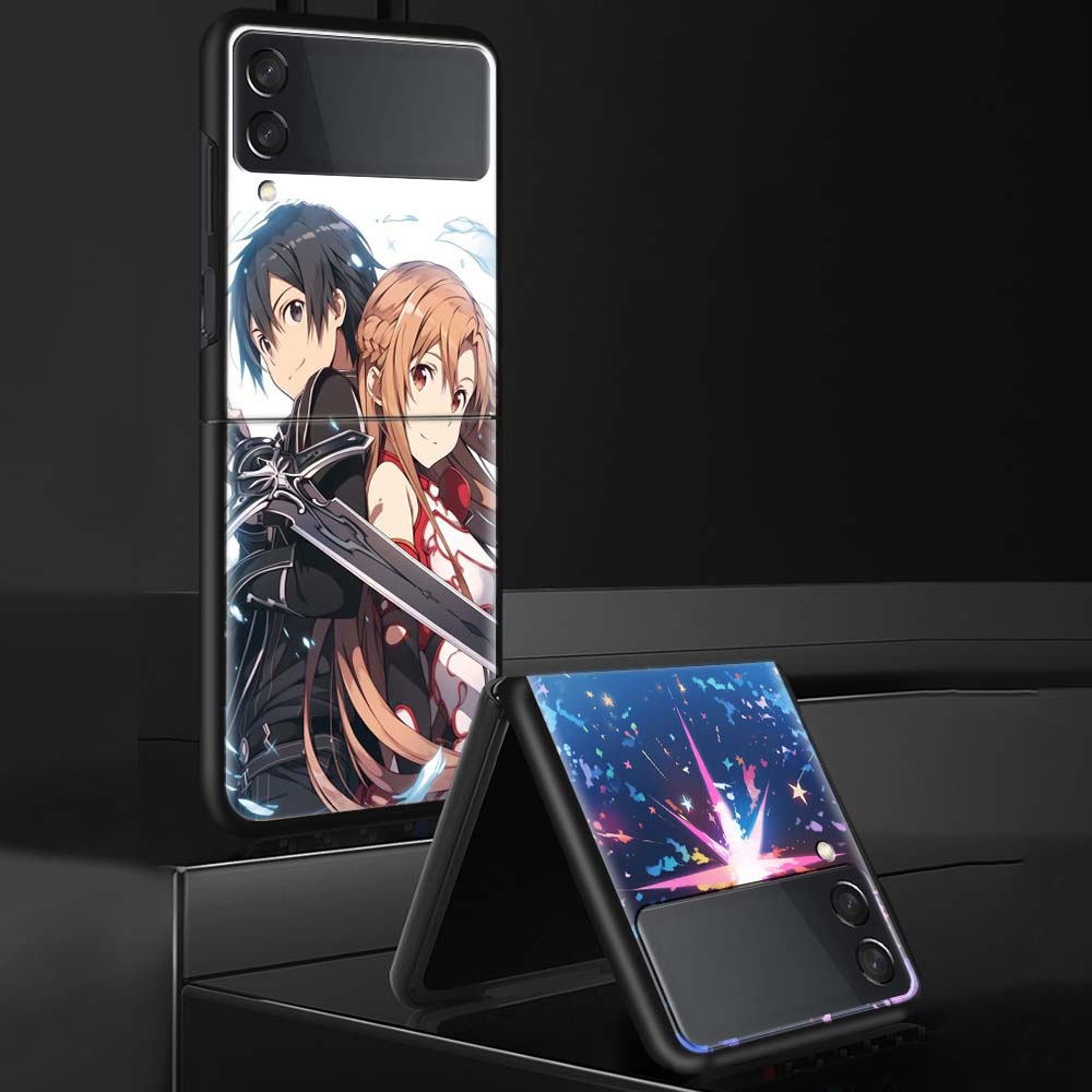 Anime Sword Art Online SAO Phone Case For Samsung Galaxy Z Flip 7 6 5 4 3 5G Shockproof Cover Z Flip7 Flip6 ZFlip5 Flip3 Flip4 L