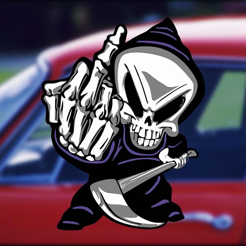 Skull Middle Finger Funny Car Stickers PVC Glue Sticker for Whole Body Car Decoration