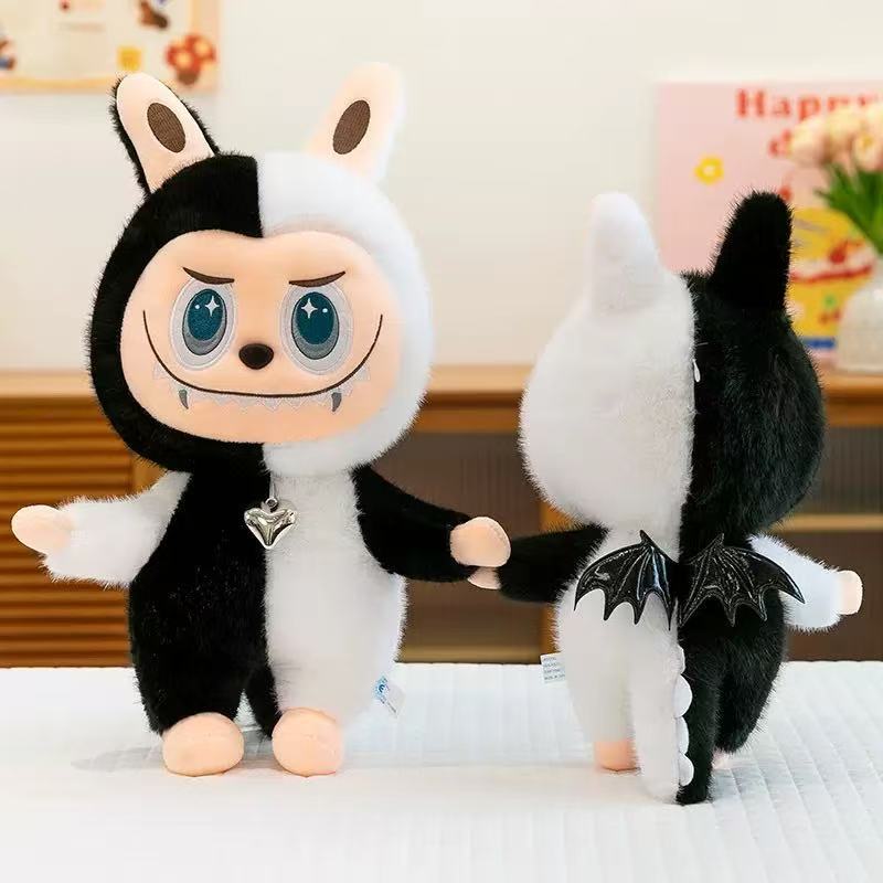 Angel Devil Cloth Tooth Plush Toy New Cute Doll Black and White Cloth Tooth Doll