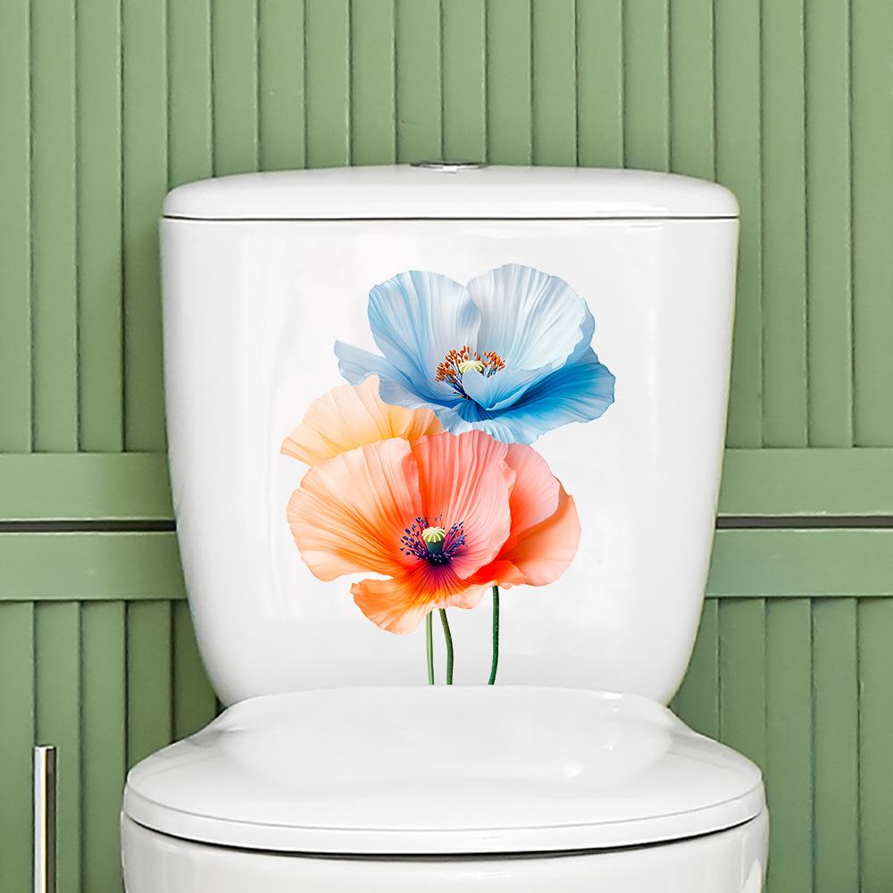 Waterproof Flower Toilet Lid Sticker Self Adhesive Removable Bathroom Wall Decor