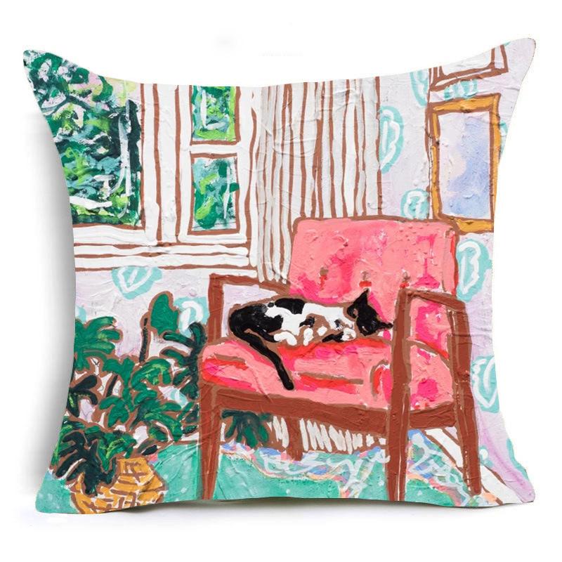 Modern Simple Abstract Oil Painting Series Linen Pillowcase Home Sofa Pillowcase