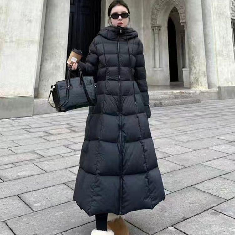 Down Jacket Women's Thickened Waist Slim and Thin Hooded High-end Coat