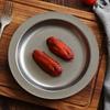 Stainless Steel Round Plate Retro Dessert Dish for Steak BBQ Straight Edge Flat Bottom Tray for BBQ Home Camping Picnic