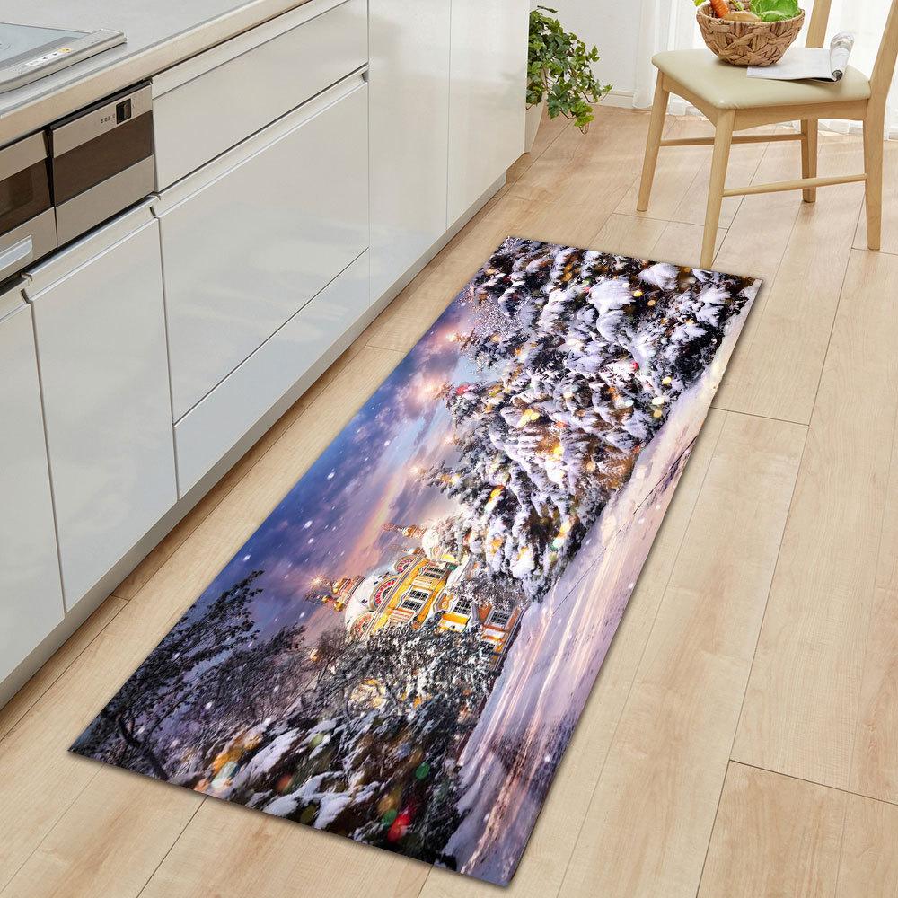 Modern Stylish Home Decor Entrance Runner Rug Winter Landscape Print Long Non-slip Hallway Floor Mat Bedroom Bedside Carpet